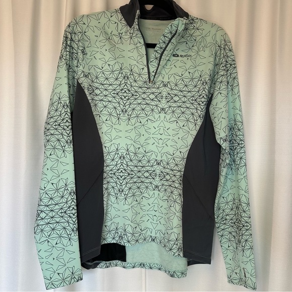 Sugoi Women’s Large Cycling Fleece Top Long Sleeve Aqua Midzero 1/4 Zip EUC - Picture 1 of 11